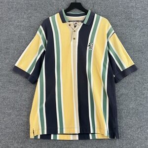 Vintage Cutter & Buck Polo Shirt Mens XL Yellow Stripe Mickey Mouse Golf 90s